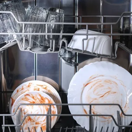 Dirty dishes with stains